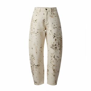 Horseshoe/Barrel Leg Jeans - Snow Leopard Print